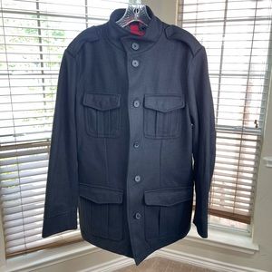 Men's Black Peacoat Jacket Classic Top Coat Military Heritage Dressy Overcoat bf